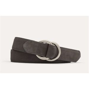 W. Kleinberg Suede Belt with O-ring Buckles Charcoal 34 Inches